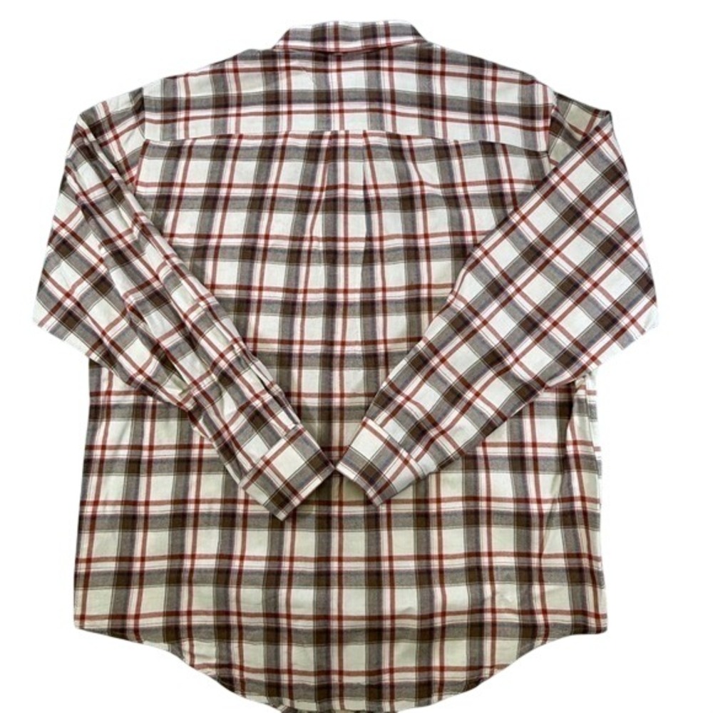 St‎ Johns Bay Mens Large Plaid Button Down Shirt Brown Red Cotton Herringbone - Picture 6 of 7
